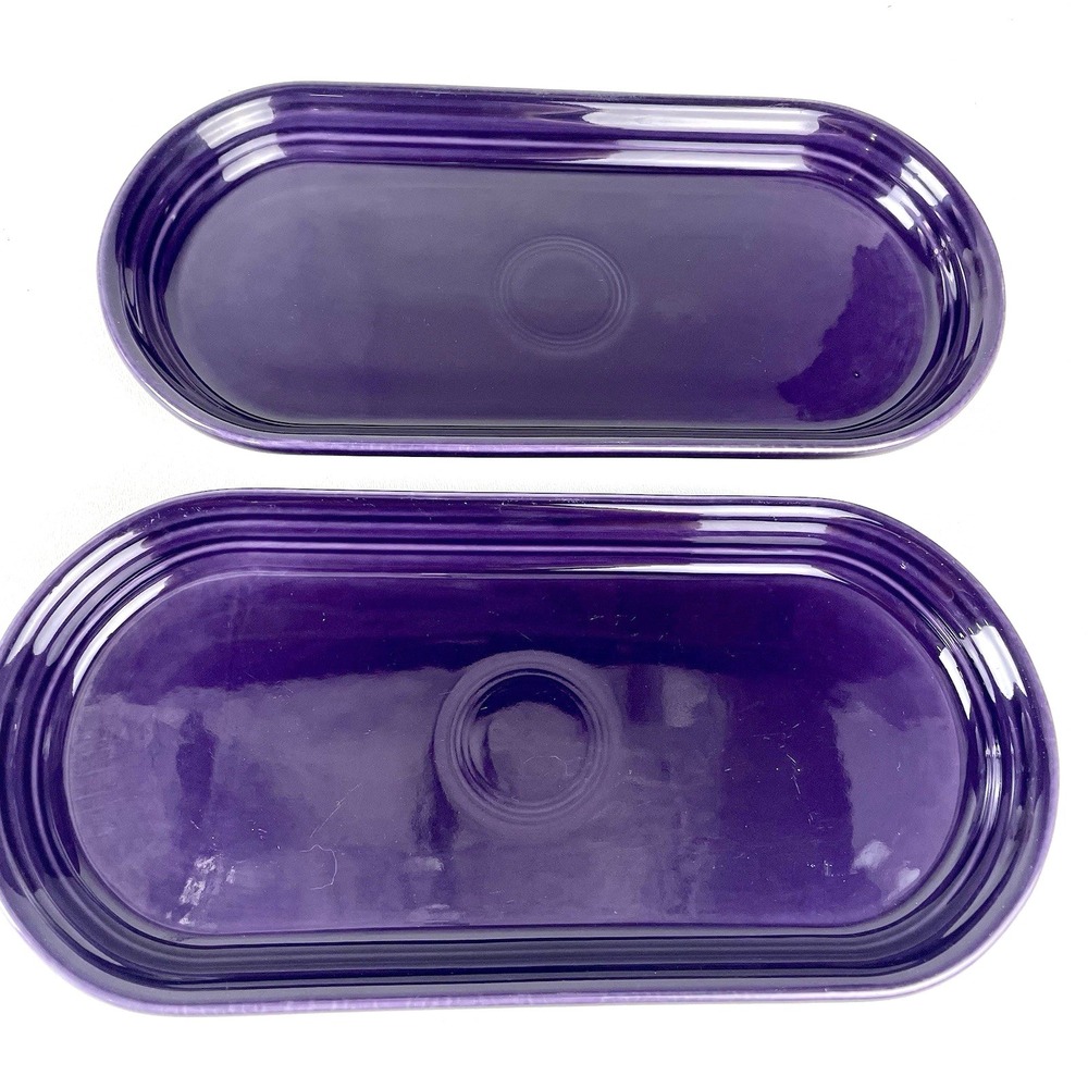 Pair Fiesta Bread Platter Utility Tray - Mulberry 12" Retired HLC Homer Laughlin